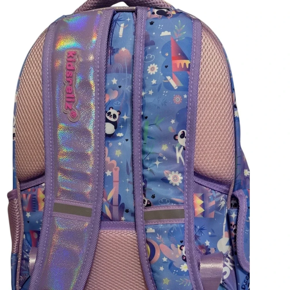 Kidspunk Kidsreliz Panda Backpack Purple Holographic School Bag GB-PD1-1